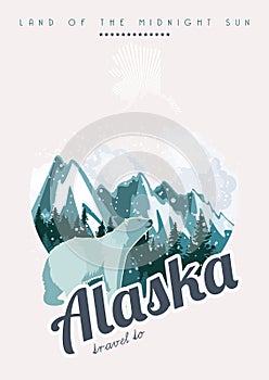 Alaska american travel banner. Travel to Alaska