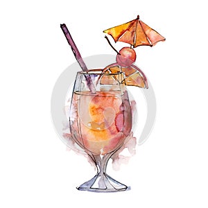 Alaska bar party cocktail drink. Nightclub isolated icon sketch drawing.