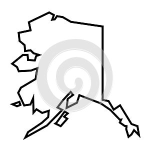 Alaska black outline map. State of USA