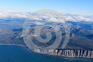 Alaska coastline seen from an airplane, United States photo