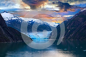 Alaska Glacier Under Vivid Sunrise