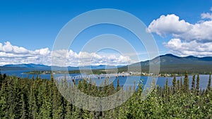 Alaska Highway steel bridge Teslin Yukon Canada