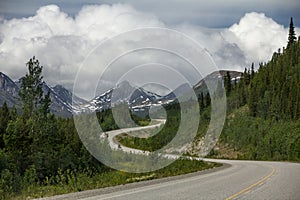 The Alaska Highway between Watson Lake to Whitehorse, Yukon, Can