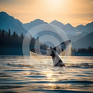 Alaska Humpback Tail Fluke  Made With Generative AI illustration