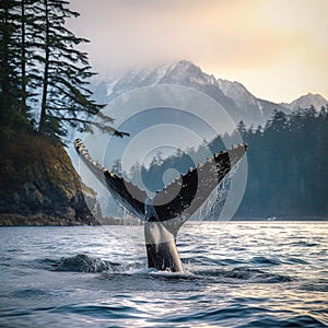 Alaska Humpback Tail Fluke  Made With Generative AI illustration