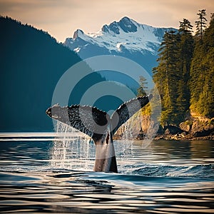 Alaska Humpback Tail Fluke  Made With Generative AI illustration