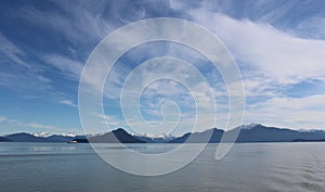 Alaska Island Landscape with Ferry