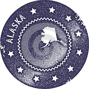 Alaska map vintage stamp.