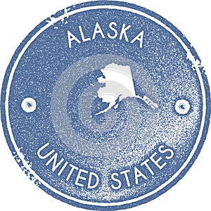 Alaska map vintage stamp.