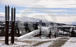 Alaska Oil Pipeline entering Isabel Pass