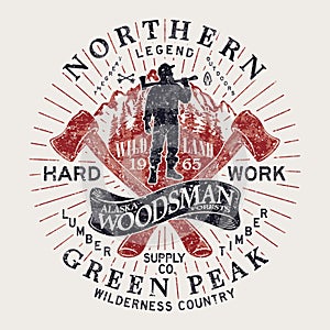 Alaska outdoor woodsman lumberjack badge