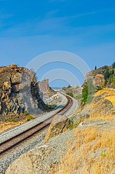 Alaska Railroad at Beluga Point in the Chugach Mountain Range, Seward Highway Scenery