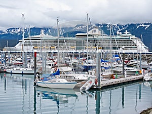Alaska Seward Small Boat Harbor and Cruise Ship
