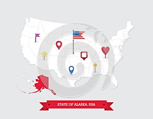 Alaska State map highlighted on USA map