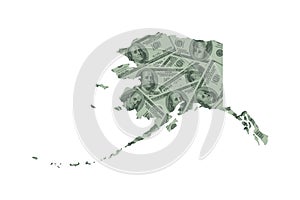 Alaska State Map and Money Concept, Hundred Dollar Bills