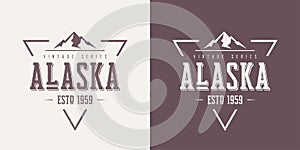 Alaska state textured vintage vector t-shirt and apparel design, typography, print, logo, poster.