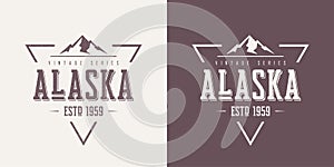 Alaska state textured vintage vector t-shirt and apparel design, typography, print, logo, poster. photo