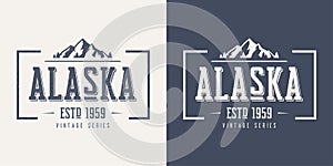 Alaska state textured vintage vector t-shirt and apparel design, photo