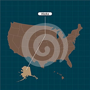 Alaska. States of America territory on dark background. Separate state. Vector illustration