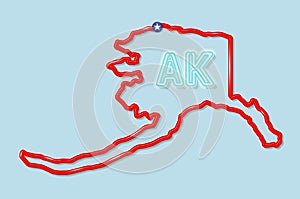 Alaska US state bold outline map. Vector illustration