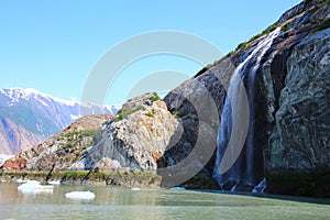 Alaska, Waterfall in the Tracy Arm in the Boundary Ranges of Alaska, United States