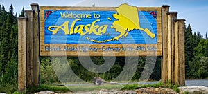 Alaska Welcome Road Sign on the Alcan
