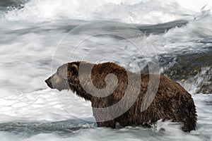 Alaskan brown bear in water