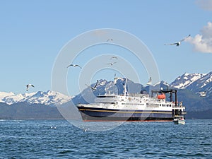 Alaskan ferry in the Kachemak Bay