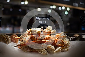 Alaskan king crab legs sold at Chelsea Market, New York City