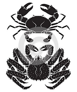 Alaskan king crab silhouette. Vector Illustrations.