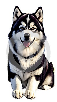 Alaskan Malamute illustration Artificial Intelligence artwork generated