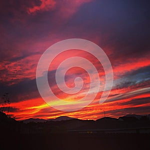 Alaskan sunset in fall