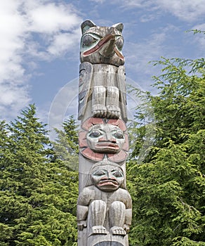 Alaskan totem pole sculpture