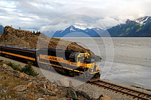 Alaskan train on the Turnagain Arm