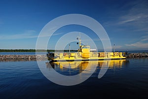 The Alassalmi Ferry on lake Oulujarvi in Finland