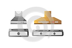 Kitchen Chimney Stove Illustrations Vector Set