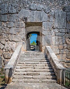 Megalithic walls in Alatri acropolis, province of Frosinone, Lazio, central Italy. photo