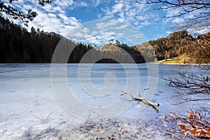 Alatsee lake by winter. Austria