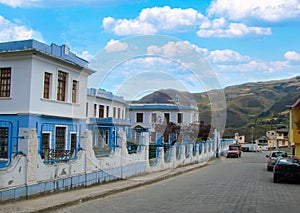 Alausi, town in the Chimborazo province of Ecuador, colorful old buildings close to Devils Nose, Nariz del Diablo photo