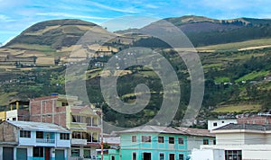 Alausi, town in the Chimborazo province of Ecuador, colorful old buildings close to Devils Nose, Nariz del Diablo photo