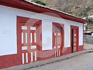 Alausi, town in the Chimborazo province of Ecuador, colorful old buildings close to Devils Nose, Nariz del Diablo photo