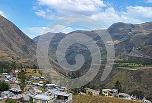 Alausi, town in the Chimborazo province of Ecuador, colorful old buildings close to Devils Nose, Nariz del Diablo photo