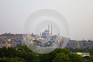 AlAzhar park with Cairo citadel in the background