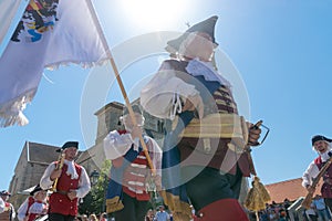 ALBA IULIA, ROMANIA - 11 AUGUST 2018: Changing of the Guard ceremony at the Citadel Alba-Carolina in Alba Iulia, Romania