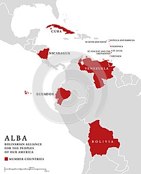 ALBA, member countries info map