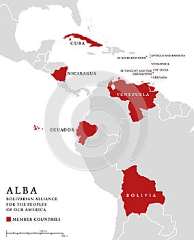 ALBA, member countries info map photo