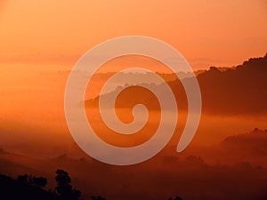 Alba sunrise in the country with orange photo