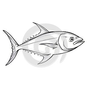 Albacore Tuna Fish Drawing With Strong Facial Expression In Papua New Guinea Art Style