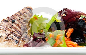 albacore tuna fish fillet with salad