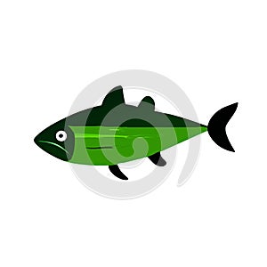 Albacore Tuna fish green icon vector illustration